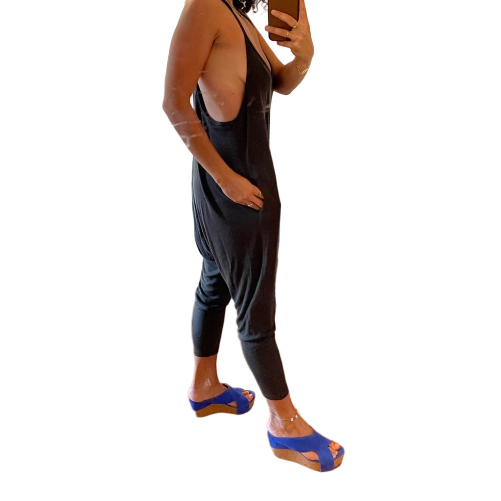 Spiritual Gangster made in USA sexy black harem romper with pockets - Picture 11 of 15